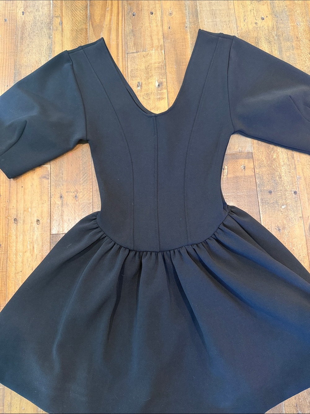 Zara Black Short-Sleeve V-Neck Mini Dress